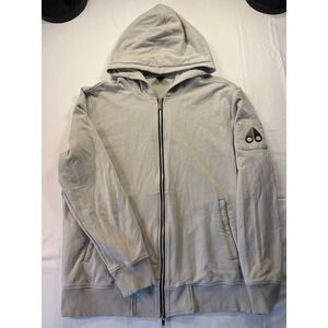 Moose Knuckles Mens Full Zip Hoodie Grey Cotton Metal Logo XL XL/TG ASIA 2XL